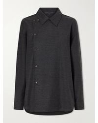 Tibi - Overlap-Detail Wool-Blend Flannel Shirt - Lyst
