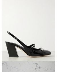 Jimmy Choo - Belinda 70 Crystal-Embellished Patent-Leather Slingback Pumps - Lyst