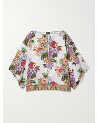 Etro - Tie-Detailed Floral-Print Cotton And Silk-Blend Voile Blouse - Lyst