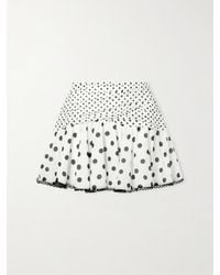 Charo Ruiz - Noira Ruched Guipure Lace-Trimmed Polka-Dot Cotton-Blend Voile Mini Skirt - Lyst