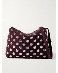KHAITE - Sac Porté Épaule En Daim À Clous Lina Medium - Lyst