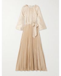 Jonathan Simkhai - Varenya Maxikleid Aus Metallic-Lamé Mit Plissee Und Bindegürtel - Lyst