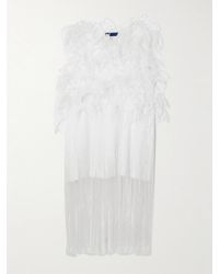 Sharon Wauchob - Ros Feather-Embellished Fringed Silk-Tulle Mini Dress - Lyst