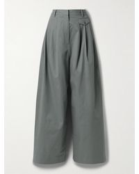 Tibi - Pleated Cotton-Twill Wide-Leg Pants - Lyst