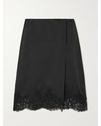 Stella McCartney - Wrap-Effect Lace-Trimmed Satin Skirt - Lyst
