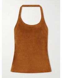Stouls - Cherry Open-Back Suede Halterneck Tank - Lyst