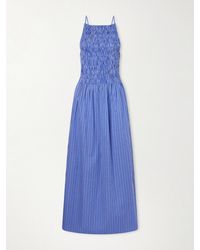 Faithfull the Brand - Laia Shirred Checked Cotton-Poplin Maxi Dress - Lyst