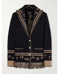 RRL - Jane Fringed Wool And Silk-Blend Intarsia Cardigan - Lyst