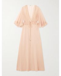 Chloé - Ruffled Silk-Crepon And Crepe Maxi Dress - Lyst