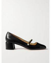 Jimmy Choo - Elisa 45 Embellished Patent-Trimmed Leather Mary Jane Pumps - Lyst