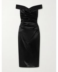Dolce & Gabbana - Off-The-Shoulder Draped Satin Midi Dress - Lyst