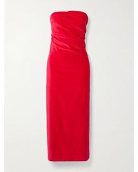 TOVE - Sabella Trägerloses Midikleid Aus Samt Aus Einer Baumwollmischung Mit Raffungen - Lyst