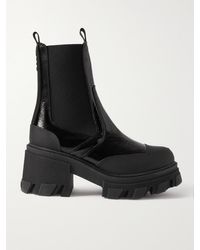 Ganni - Patent-Leather Platform Chelsea Boots - Lyst