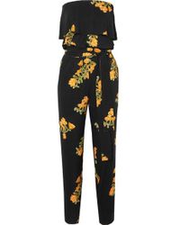 ViX Madi Strapless Floral-print Voile Jumpsuit - Black