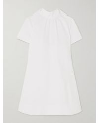 STAUD - Ilana Open-Back Cotton-Blend Faille Turtleneck Mini Dress - Lyst