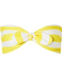 Verde Limon Malibu Gestreiftes Bandeau-bikini-oberteil Mit Knoten - Gelb