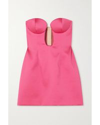 Magda Butrym - Neckholder-Minikleid Aus Gerafftem Stretch-Jersey Mit Blumenprint, Cut-Out Und Verzierung - Lyst