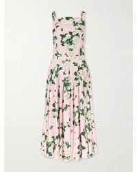 Carolina Herrera - Floral-Printed Cotton-Blend Midi Dress - Lyst