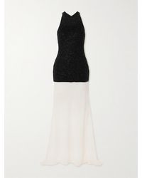 STAUD - Gabrielle Robe Aus Mesh Mit Zierperlen Sowie Crêpe - Lyst