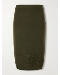 Victoria Beckham - Ribbed Wool-Blend Midi Skirt - Lyst