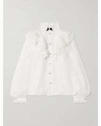 Zimmermann - Crush Hemd Aus Organza Aus Einer Leinen-Seidenmischung Mit Guipure-Spitzenbesätzen Und Kristallen - Lyst