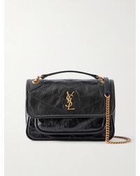 Saint Laurent - Niki Cassandre-Embellished Crinkled-Leather Mini Bag - Lyst