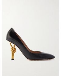 Bottega Veneta - Knot Glossed-Leather Pumps - Lyst