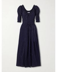 Doen - Ischia Shirred Polka-Dot Organic Cotton-Voile Midi Dress - Lyst