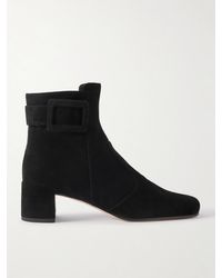 Roger Vivier - Bottines En Daim À Boucles Très Vivier Polly 45 - Lyst