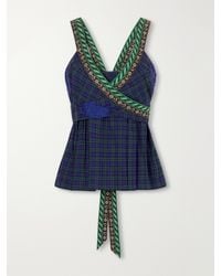 Dries Van Noten - Embellished Wrap Checked Cotton Top - Lyst