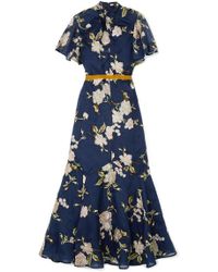 À Broderies Robe Du Organza De Et Volants Soie Soir Celeste En OPikTXuZ