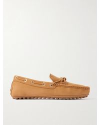 Tod's - Gommino Shearling-Trimmed Suede Loafers - Lyst
