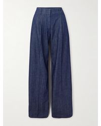 Another Tomorrow - Bundfaltenhose Mit Weitem Bein Aus Biobaumwoll-Chambray - Lyst