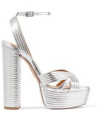 Aquazzura Sundance 150 Metallic Faux Leather Platform Sandals
