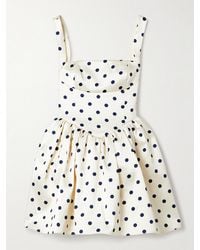 Self-Portrait - Pleated Polka-Dot Duchesse-Satin Mini Dress - Lyst