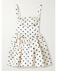 Self-Portrait - Pleated Polka-Dot Duchesse-Satin Mini Dress - Lyst