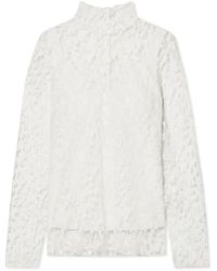 Chloé Spitzenbluse Aus Einer Baumwollmischung Mit Stehkragen - Weiß