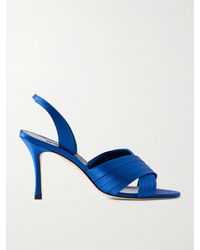 Manolo Blahnik - Viera 90 Satin Slingback Sandals - Lyst