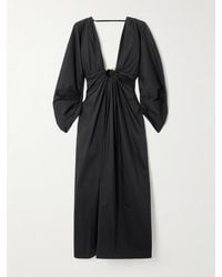Cult Gaia - Elyza Midikleid Aus Popeline Aus Einer Baumwollmischung Mit Raffungen Und Verzierung - Lyst