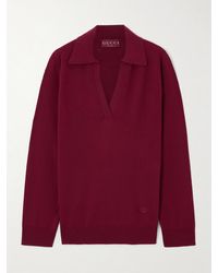 Gucci - Embroidered Wool Polo Sweater - Lyst