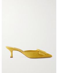 Manolo Blahnik - Maysale 50 Buckled Suede Mules - Lyst