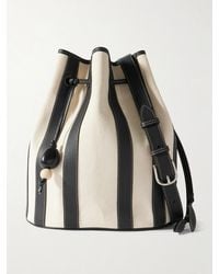Hunting Season - Extra Large Drawstring Gestreifte Beuteltasche Aus Canvas Mit Lederbesätzen - Lyst