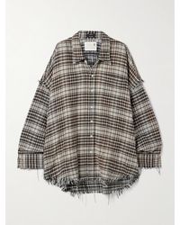 R13 - Frayed Checked Cotton-Flannel Shirt - Lyst