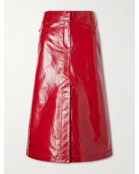 Tory Burch - Leather Midi Skirt - Lyst