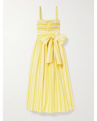 Loretta Caponi - Anghiari Belted Striped Cotton-Blend Poplin Midi Dress - Lyst