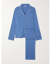 Skin Sadie And Shay Striped Pima Cotton-poplin Pajama Set in Blue