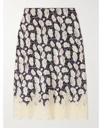 Doen - Elowette Rock Aus Seidensatin Mit Blumenprint Und Spitzenbesatz - Lyst