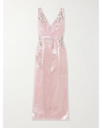 Erdem - Sequined Silk And Embellished Tulle Midi Dress - Lyst