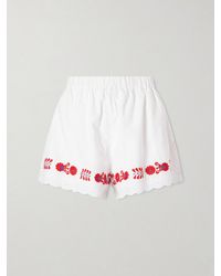 Sea - Catharina Embroidered Cotton And Linen Shorts - Lyst