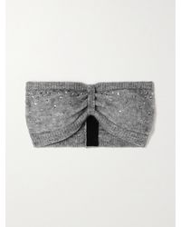Alessandra Rich - Cropped Crystal-Embellished Knitted Top - Lyst